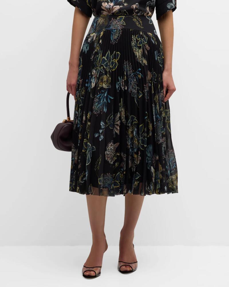 Jason Wu Collection Forest Floral Pleated Chiffon Skirt Cover