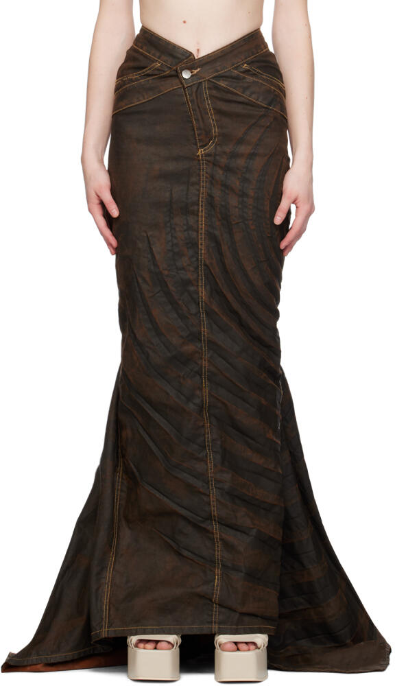 Masha Popova SSENSE Exclusive Brown Denim Maxi Skirt Cover