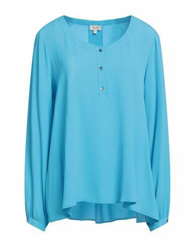 Her Shirt Her Dress Woman Top Azure Viscose, Silk Cover