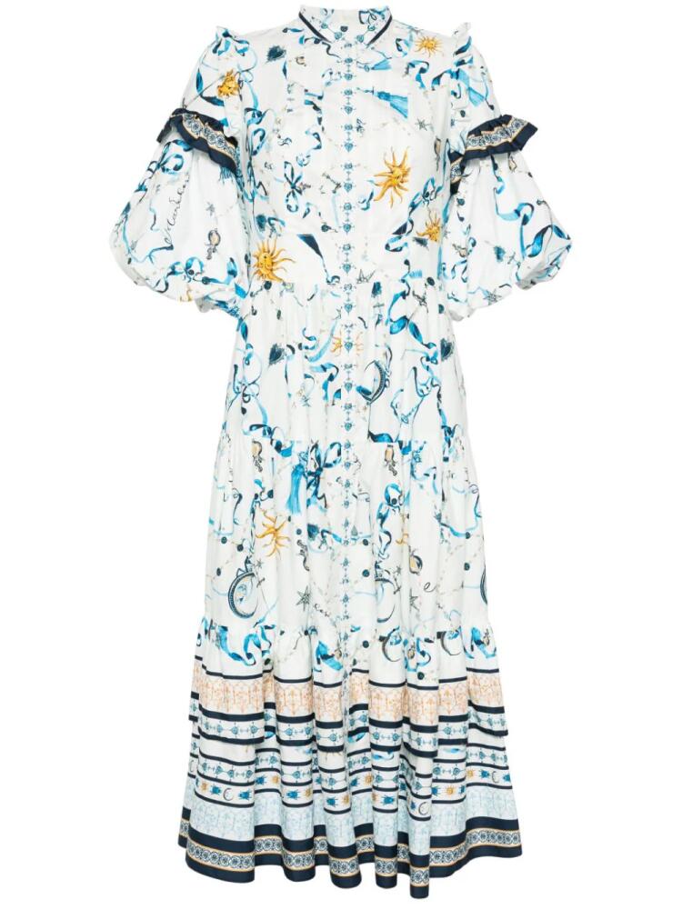 Marchesa Rosa graphic-print cotton dress - White Cover