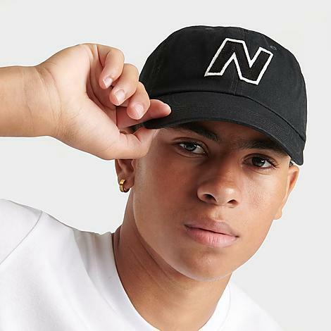 New Balance V990 Block N Curved Brim Snapback Hat in Black/ Cotton Cover