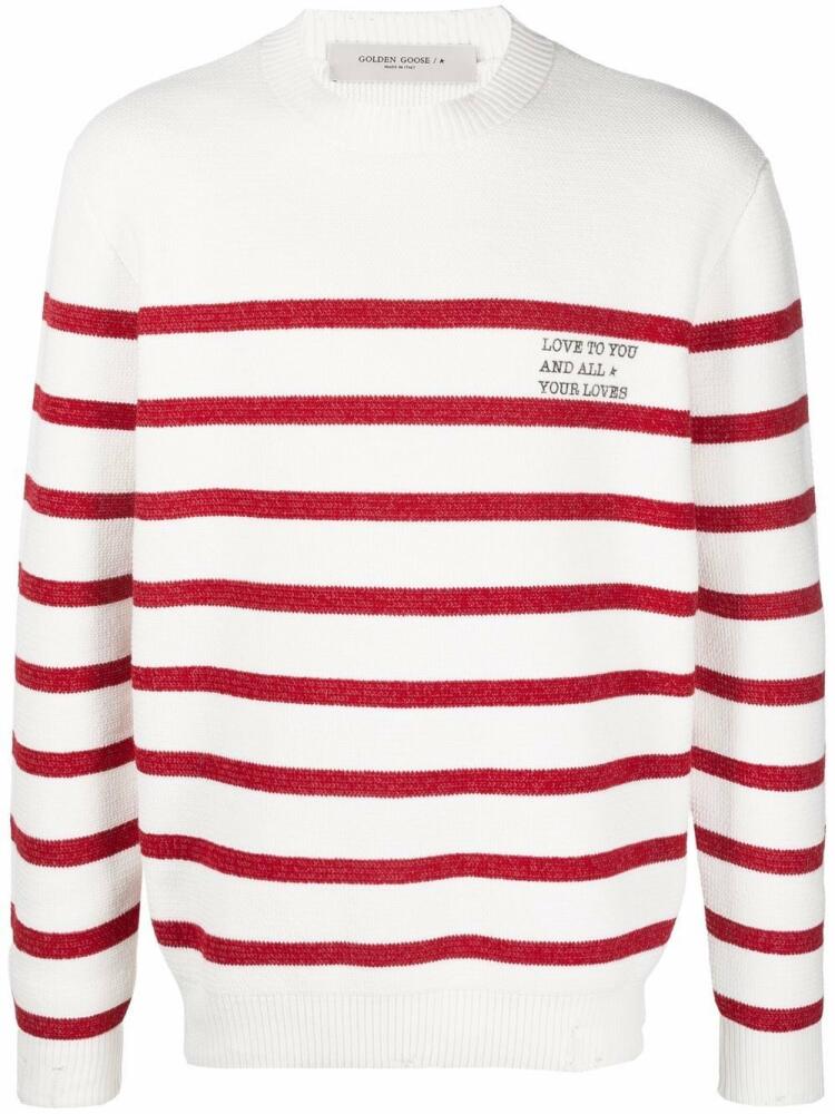 Golden Goose striped crew-neck jumper - White Cover