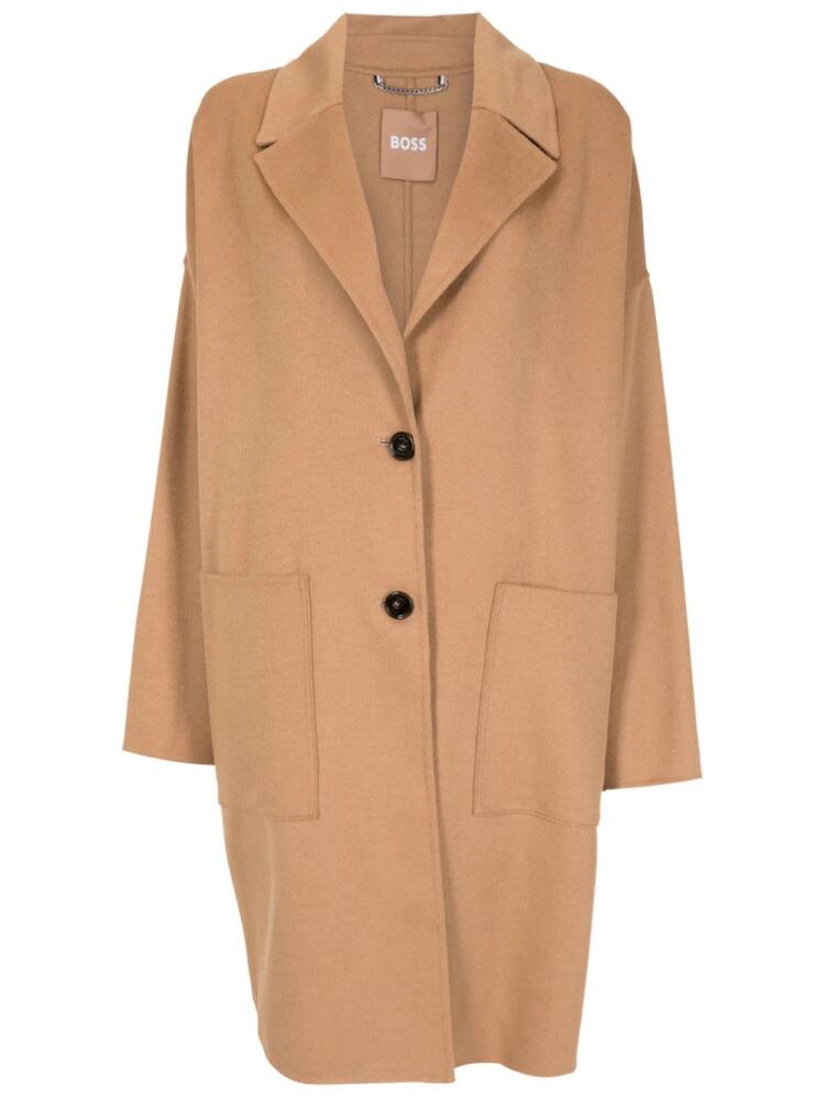 BOSS single-breasted double-faced coat - Brown Cover