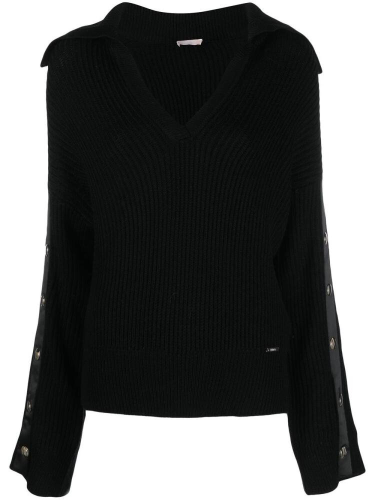 LIU JO stud-detail V-neck jumper - Black Cover