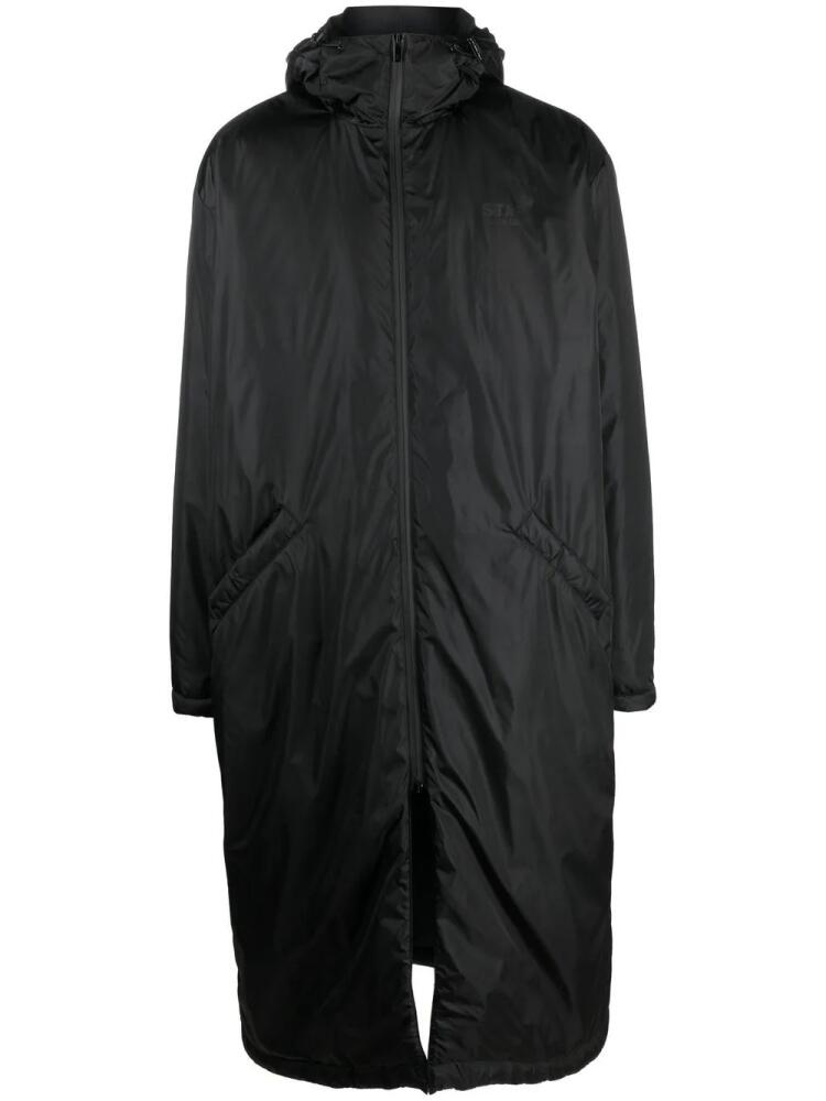 Golden Goose logo-print hooded trench coat - Black Cover