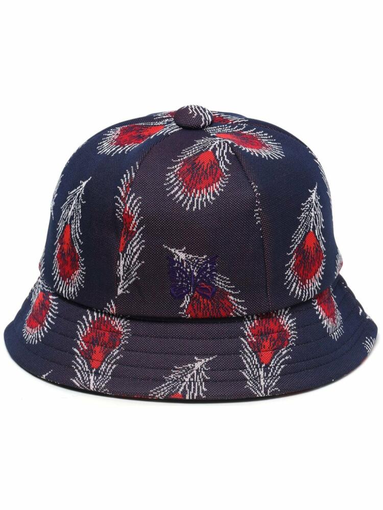 Needles logo-embroidered abstract-print bucket hat - Blue Cover