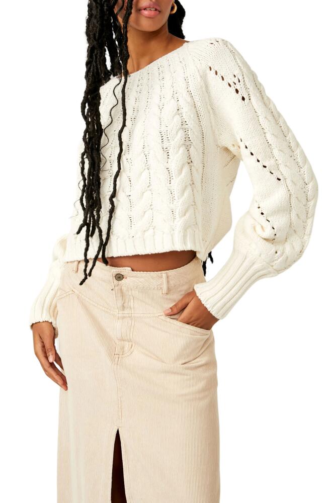 Free People Sandre Cable Stitch Pullover Sweater in Ivory Cover