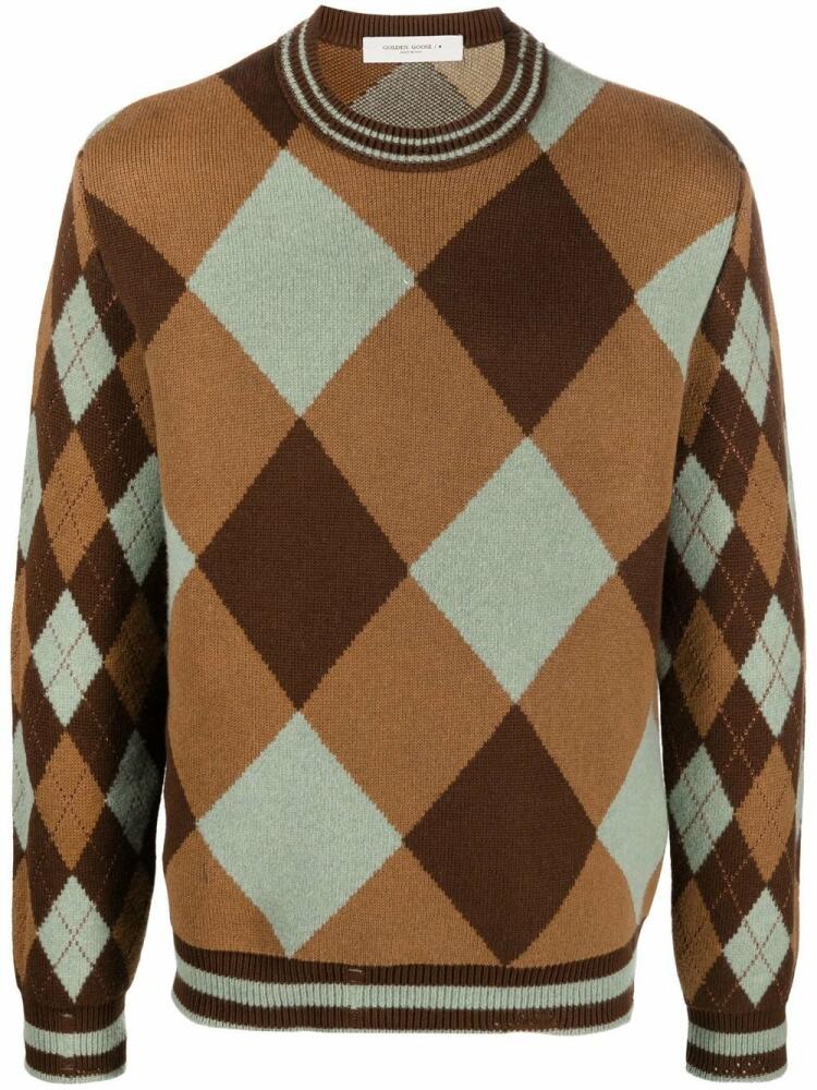 Golden Goose argyle check-pattern jumper - Brown Cover