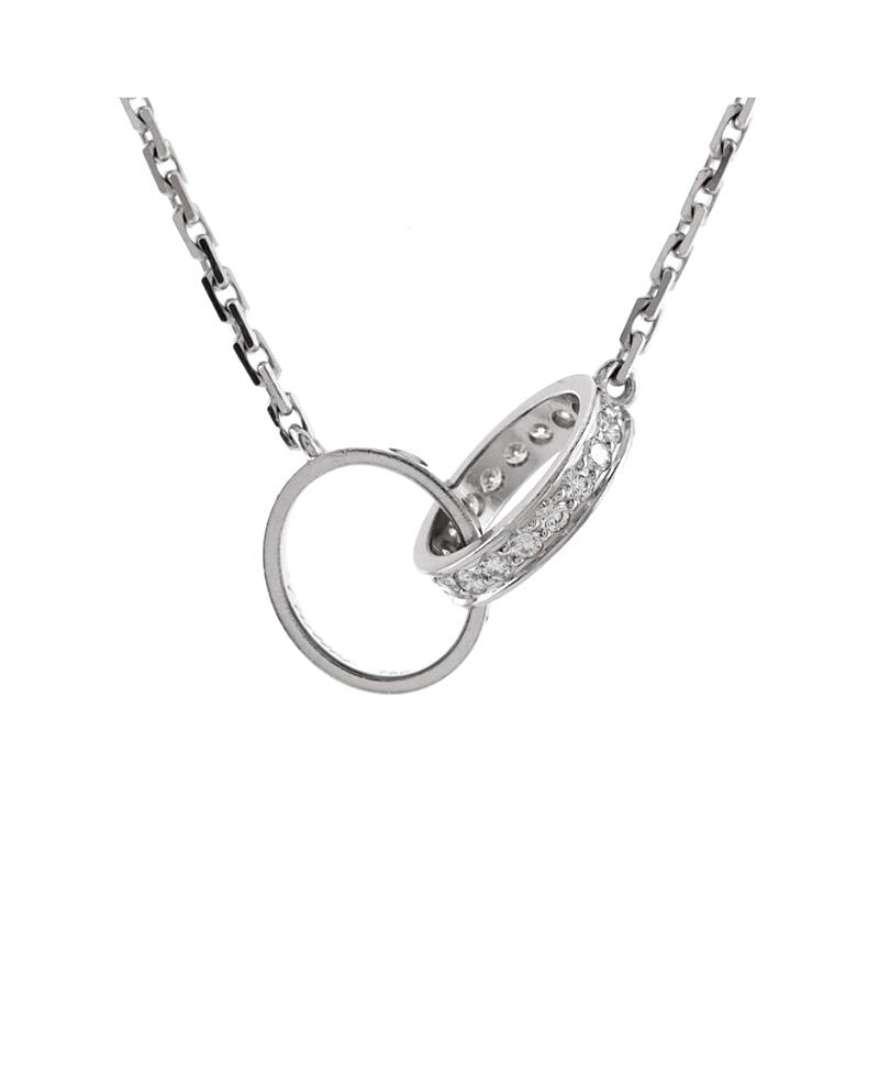 Pre-Owned Cartier Love Interlocking Necklace 18K White Gold and Diamonds Cover