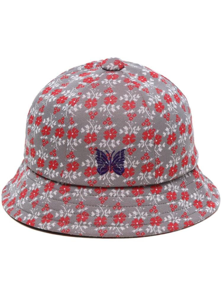 Needles logo-embroidered flower-print bucket hat - Grey Cover