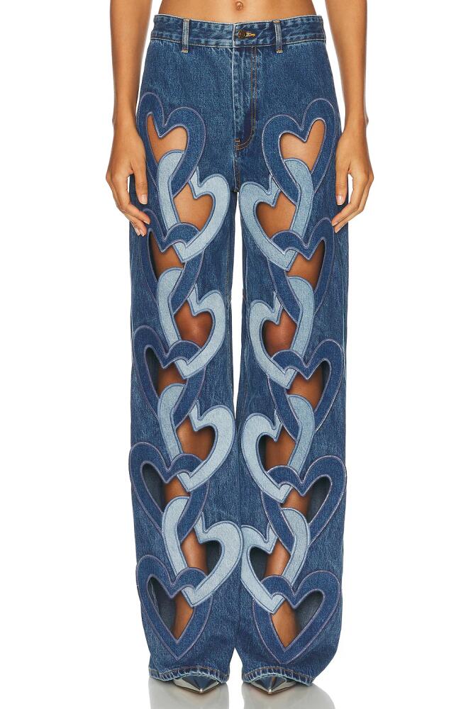 AREA Heart Cutout Wide Leg in Blue Cover