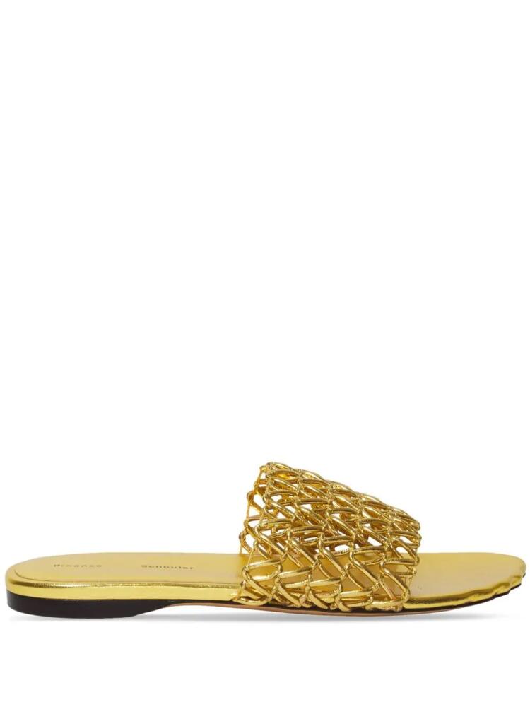 Proenza Schouler Sculpt woven slide sandals - Gold Cover