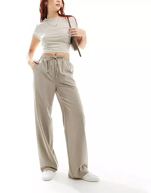 Reclaimed Vintage taupe pinstripe pull on pants-Neutral Cover