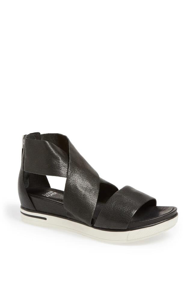 Eileen Fisher Sport Platform Sandal in Black Leather Cover