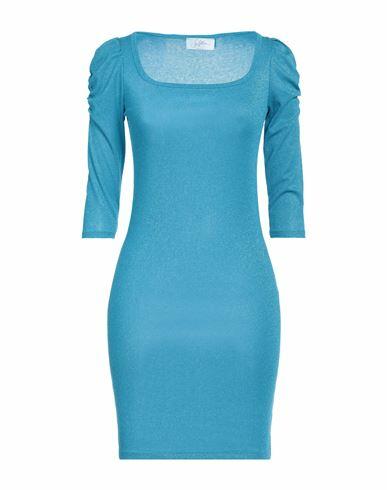 Soallure Woman Mini dress Azure Viscose, Polyester, Polyamide, Elastane Cover