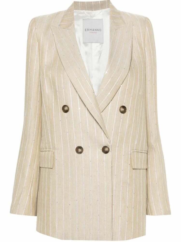 ERMANNO FIRENZE striped double-breasted blazer - Neutrals Cover