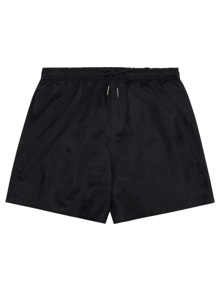 Armani Exchange logo-jacquard satin swim shorts - Black Cover