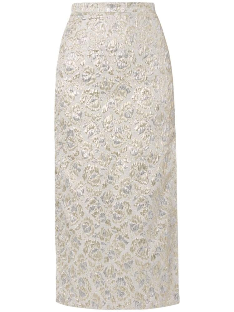 ERDEM high-waisted cloqué midi skirt - Neutrals Cover