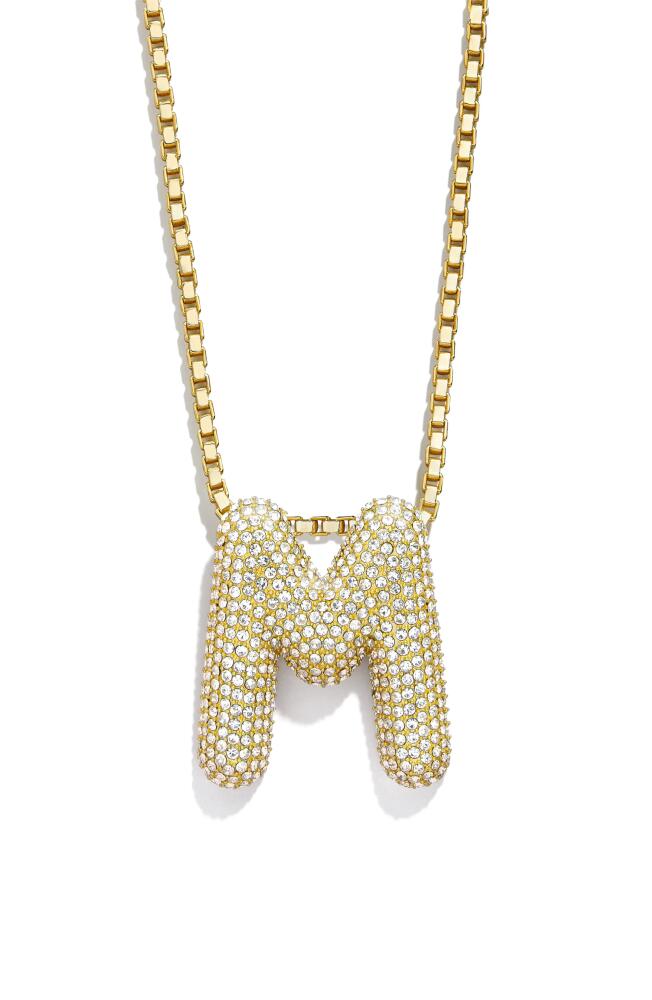 BaubleBar Pavé Crystal Bubble Initial Pendant Necklace in Gold M Cover