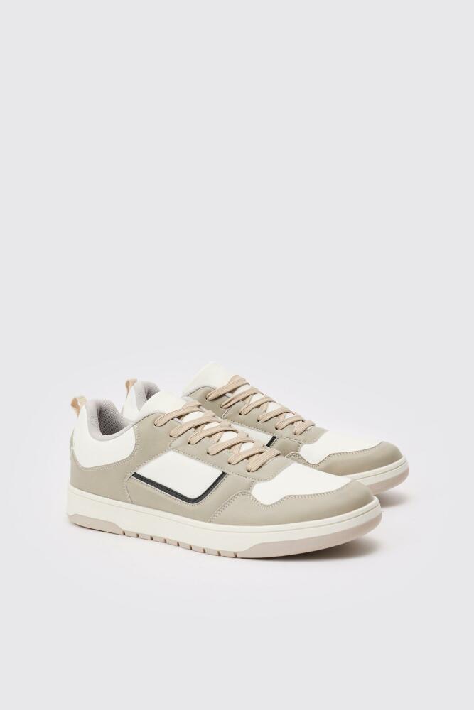 boohoo Mens Contrast Chunky Sneakers In Stone - Beige Cover