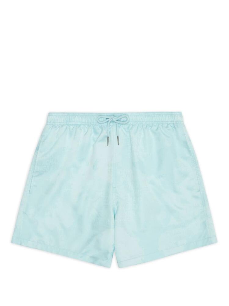 Armani Exchange logo-jacquard satin swim shorts - Blue Cover