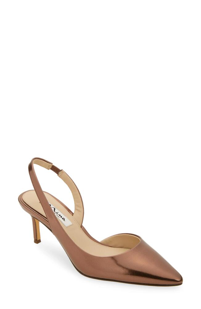 Nina 60 Slingback Half d'Orsay Pointed Toe Pump in Bronze Cover