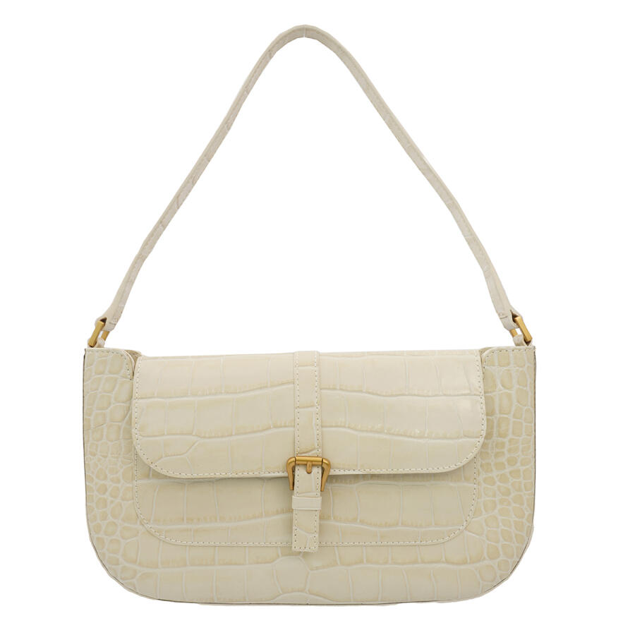 By Far Ladies Cream Miranda Crocodile Embossed Shoulder Bag Cover