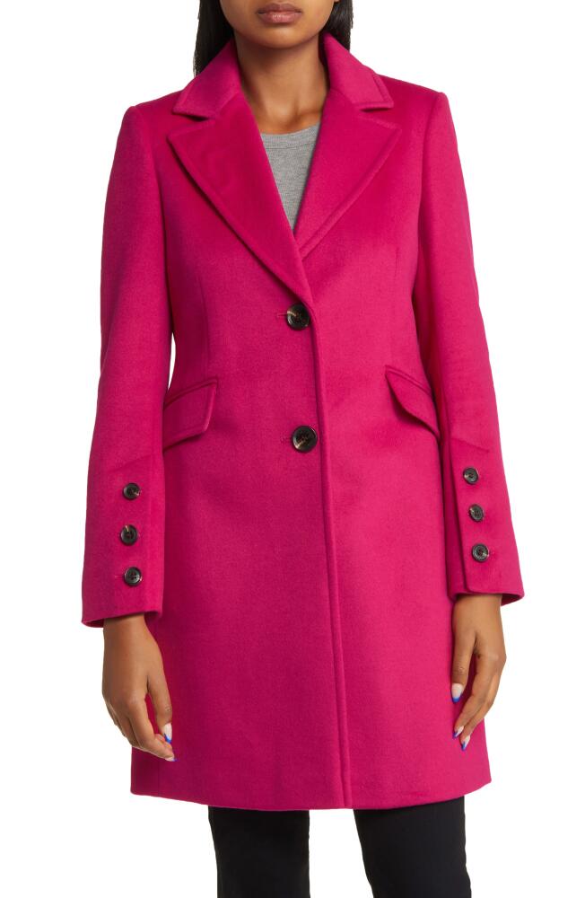 Sam Edelman Wool Blend Notch Collar Coat in Magenta Cover