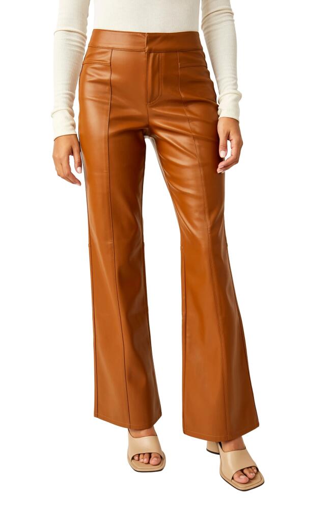 Free People Uptown High Waist Faux Leather Flare Pants in Brown Cover