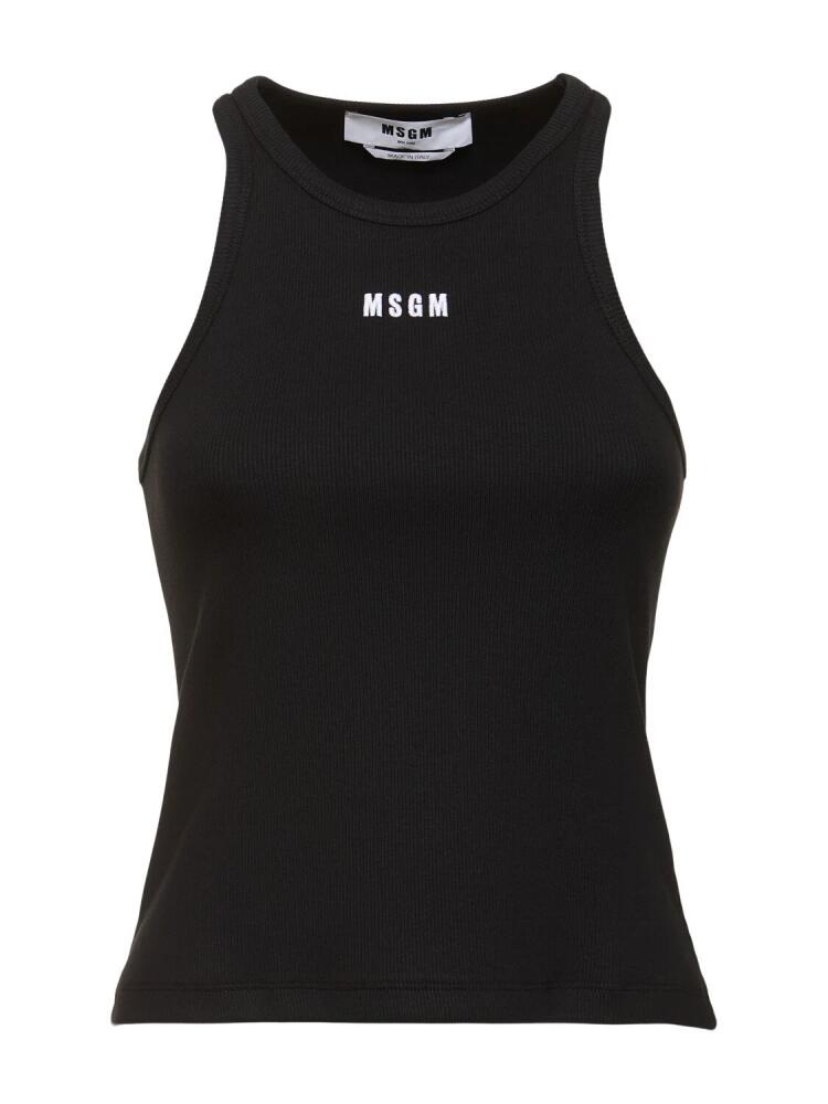 MSGM Cotton Jersey Logo Tank Top Cover