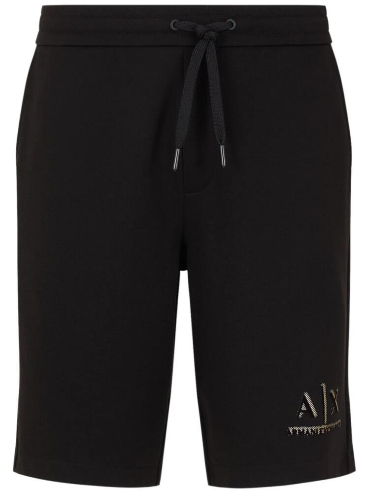 Armani Exchange logo-print track shorts - Black Cover