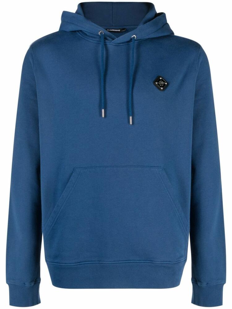 J.Lindeberg Throw logo-patch drawstring hoodie - Blue Cover