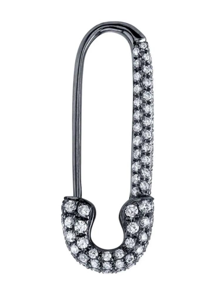 Anita Ko 18kt black gold Safety Pin diamond hoop earring - Grey Cover