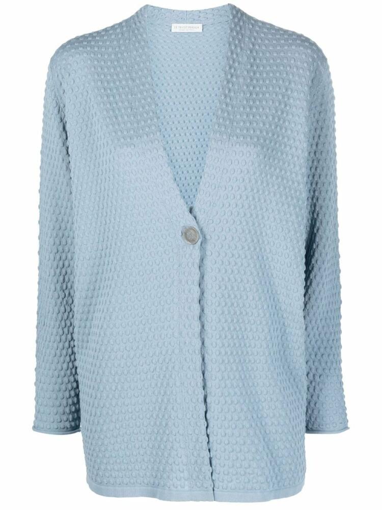 Le Tricot Perugia textured button-front cardigan - Blue Cover