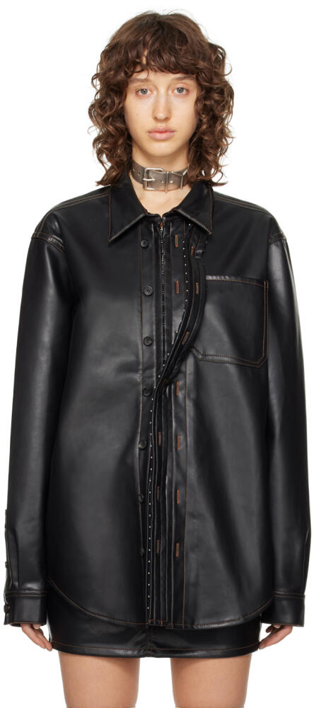 Y/Project Black Hook & Eye Faux-Leather Shirt Cover