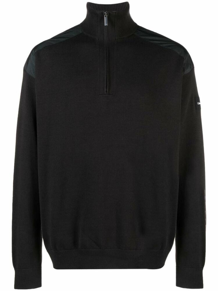 Calvin Klein cotton-blend quarter-zip jumper - Black Cover