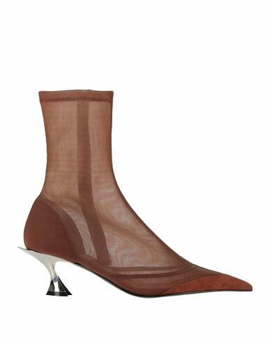 Mugler Woman Ankle boots Camel Leather, Textile fibers Cover