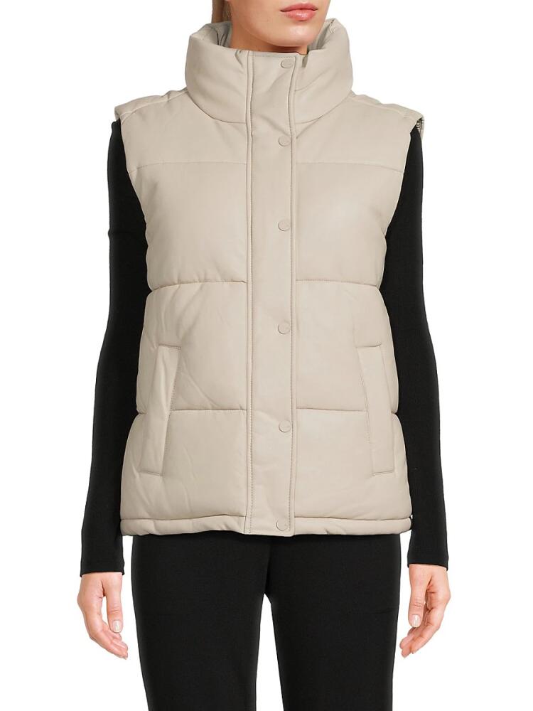 Marc New York Andrew Marc Women's Faux Leather Puffer Vest - Twine Cover