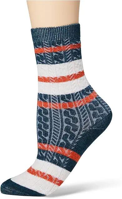 Smartwool Everyday Striped Cable Crew Socks (Twilight Blue) Women's No Show Socks Shoes Cover