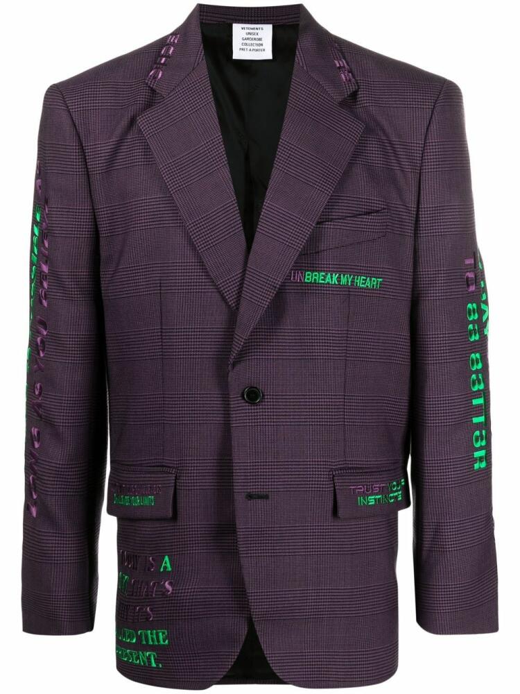 VETEMENTS Hidden Message tailored blazer - Purple Cover