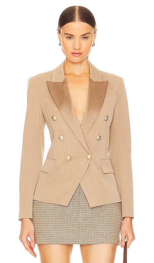 L'AGENCE Kenzie Cont Lapel Blazer in Beige Cover