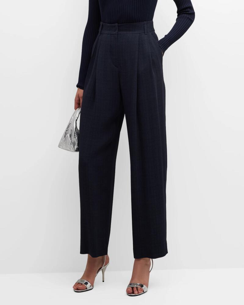 Emporio Armani Pleated Straight-Leg Check Trousers Cover