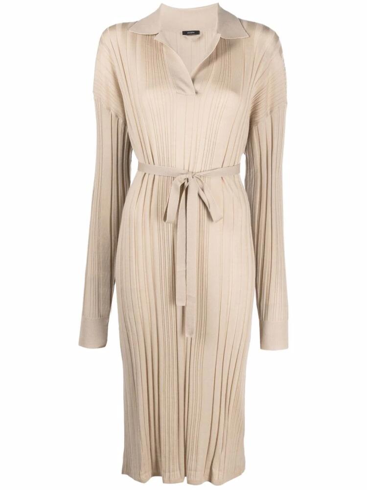 JOSEPH ribbed-knit tie-waist dress - Neutrals Cover