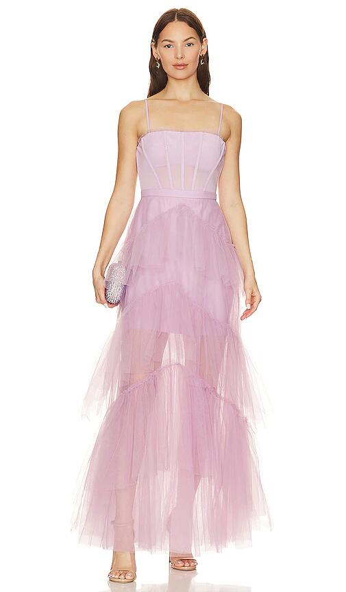 BCBGMAXAZRIA Corset Tulle Gown in Lavender Cover