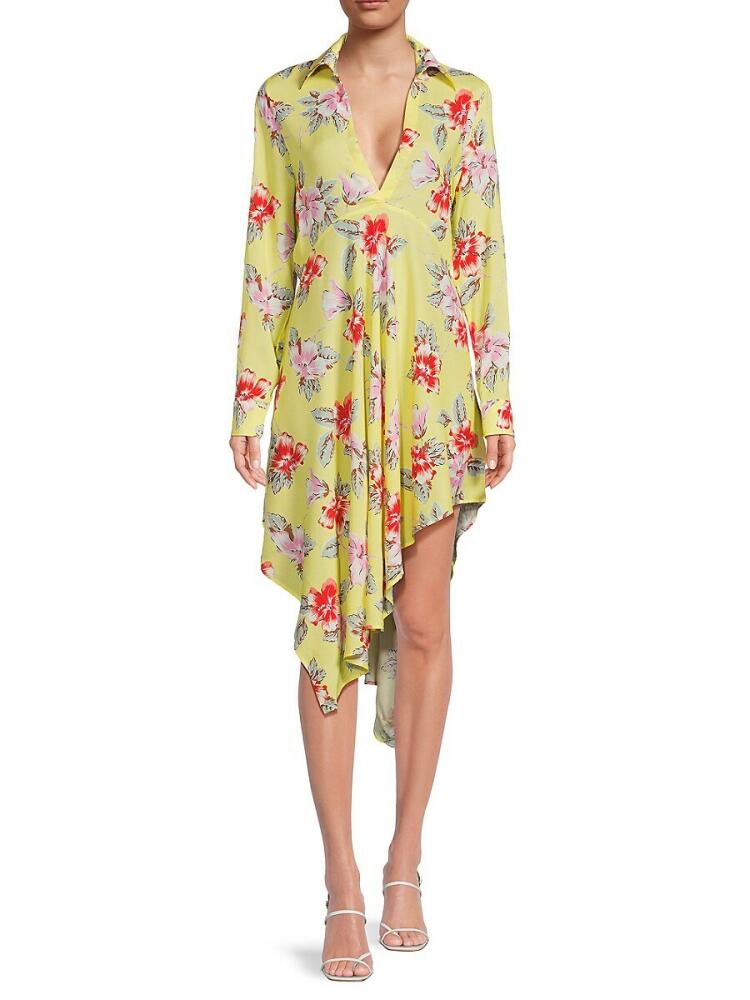 Palm Angels Women's Hibiscus High Low Dress - Yellow White Cover