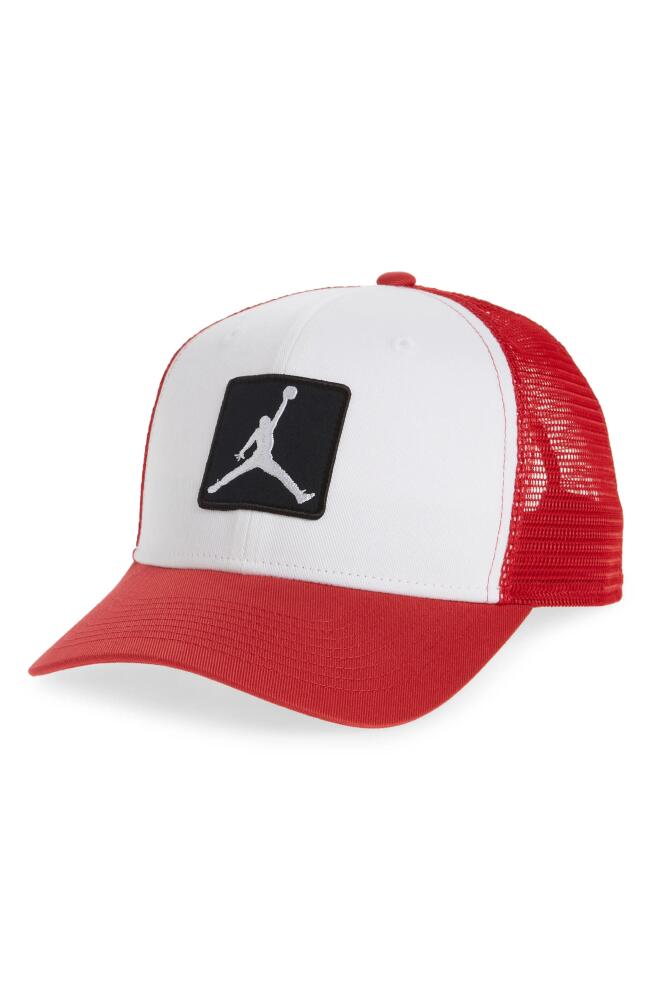 Jordan Rise Structured Snapback Baseball Cap in White/Gym Red/White Cover