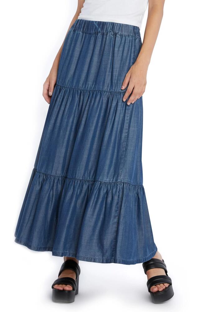 Wash Lab Denim Tiered Denim Maxi Skirt in Trip Blue Cover