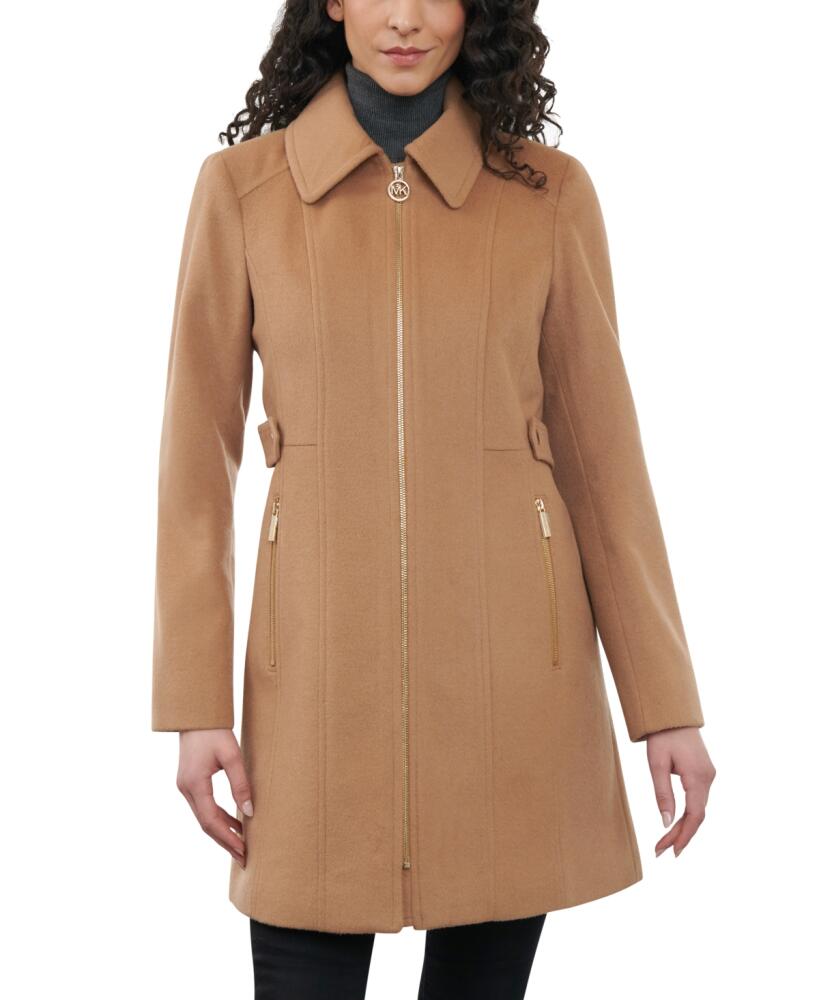 Michael Michael Kors Women's Collared Zip-Front Coat, Created for Macy's - Dark Camel Cover