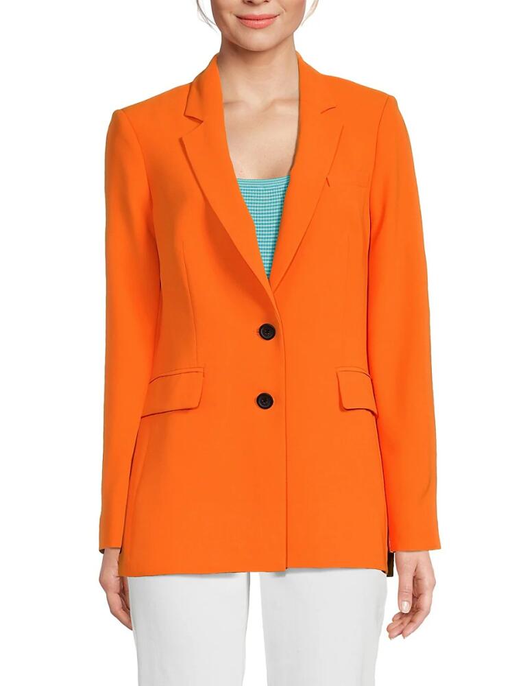 Karl Lagerfeld Paris Women's Solid Mid Blazer - Tangerine Cover