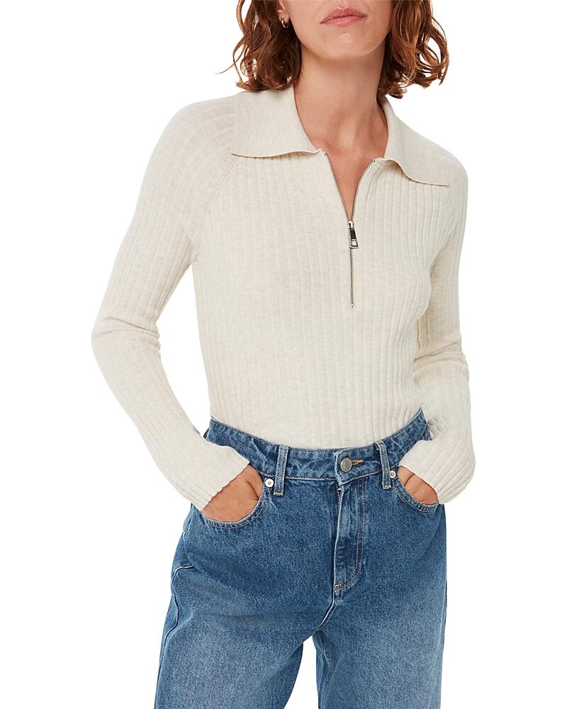 Whistles Zip Neck Polo Knit Sweater Cover